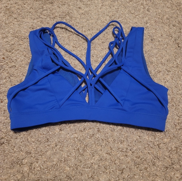 Carbon38 cable deep v plunge sports bra electric cobalt blue cage strappy small - Picture 4 of 5